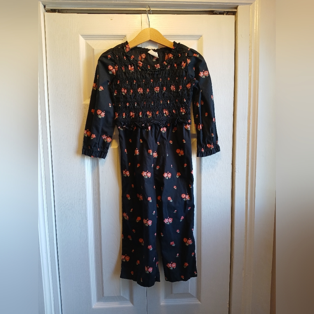 *last chance* Like New Crew Cuts Floral Black Jumpsuit